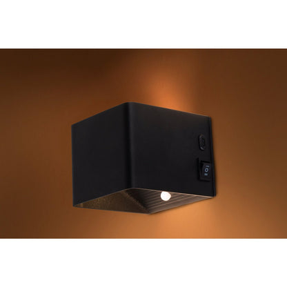 Cordy-wall licht "kubus" magnetisch, ca. 10 x 10 cm, gemaakt van black metal, met bewegingssensor
