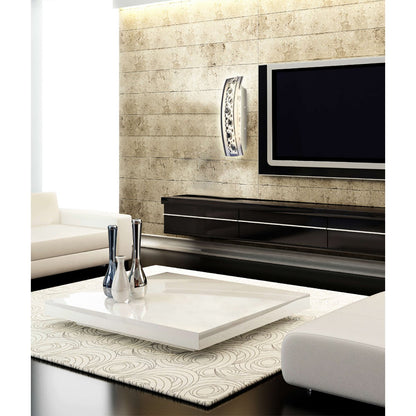 LED -wandlamp/plafondlamp gemaakt van metaal en glas, chroom -gekleurd, 35 cm lang, met stevig ingebouwde LED's, verlichting voor woonkamers, gang en toegangsruimte