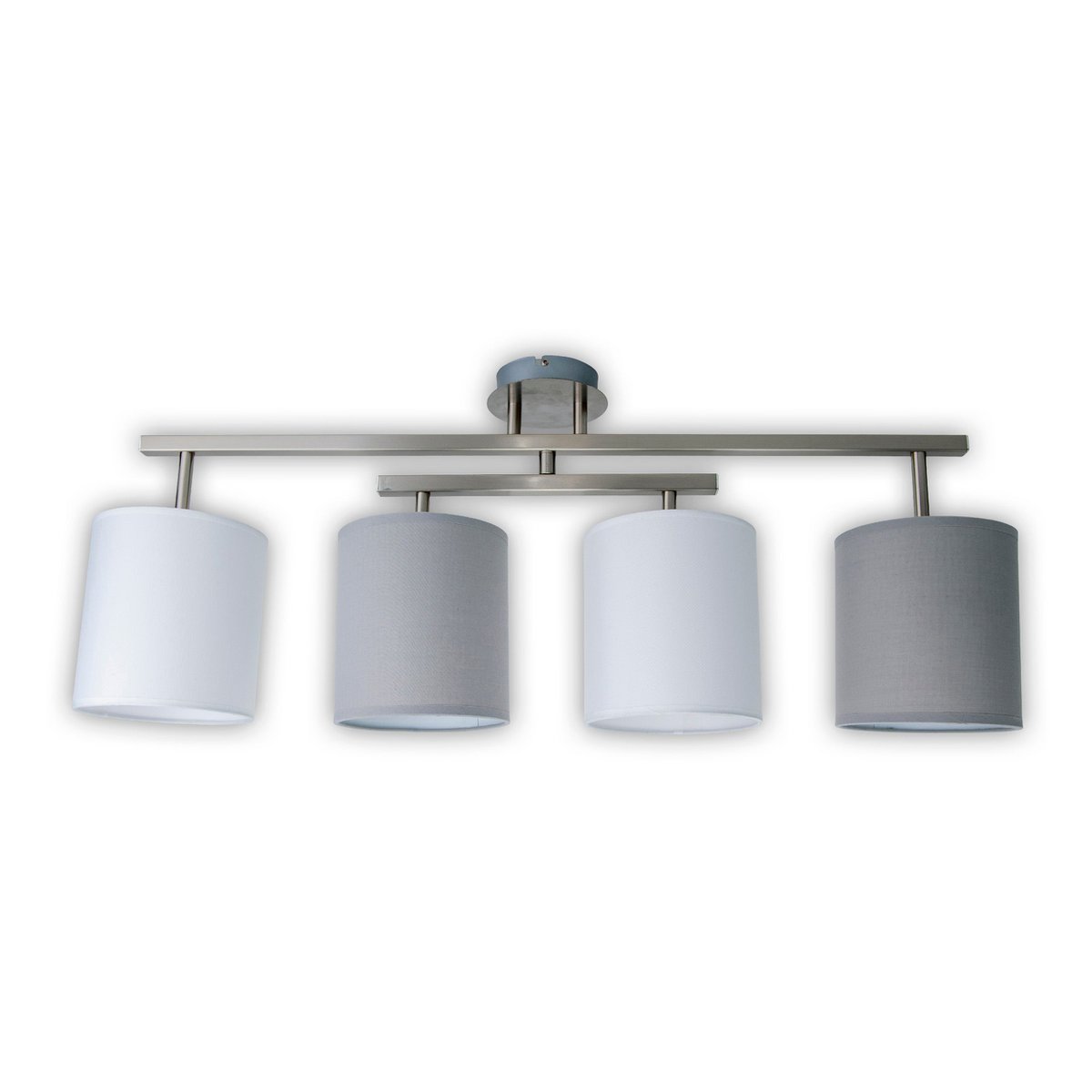 4 plafondlamp "tilde", klassieke metalen plafondlamp en textiel in grijs met E27 -aansluiting, 82 cm lang, de paraplu's zijn verstelbaar, ideaal voor woonkamer, eetkamer en slaapkamer