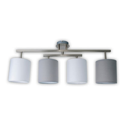 4 plafondlamp "tilde", klassieke metalen plafondlamp en textiel in grijs met E27 -aansluiting, 82 cm lang, de paraplu's zijn verstelbaar, ideaal voor woonkamer, eetkamer en slaapkamer