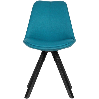set van 2 eetkamerstoelen petrol met zwarte poten stoel Scandinavisch | Gestoffeerde stoel met stoffen bekleding | Design keukenstoel gestoffeerd