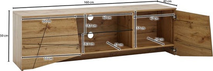 Lowboard hout eiken decor 160x50x40 cm TV-dressoir met 2 deuren -Design TV meubel hoog - TV meubel TV meubel modern - TV dressoir woonkamer