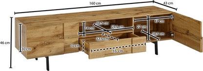 lowboard hout eiken decor 160x46x43 cm TV-dressoir met 2 deuren | Design TV meubel hoog | TV meubel TV meubel modern | TV dressoir woonkamer