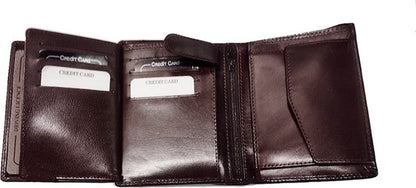 Heren Lederen Billfold Midi Portemonnee - Bruin - 10x13x3 cm