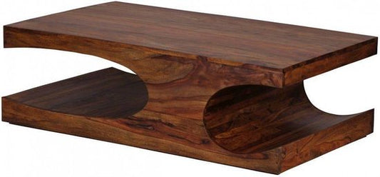 salontafel massief hout Sheesham 118 cm brede eettafel ontwerp donkerbruin landelijke stijl tafel