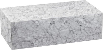 salontafel 100x30x50 cm MDF hoogglans met marmerlook wit | Design salontafel rechthoekig | Lounge bijzettafel Kubus tafel