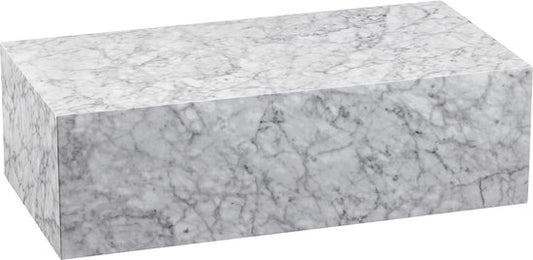 salontafel 100x30x50 cm MDF hoogglans met marmerlook wit | Design salontafel rechthoekig | Lounge bijzettafel Kubus tafel