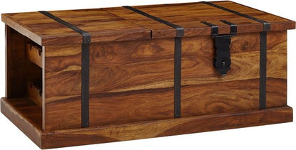 salontafel 100x60x40 cm massief sheeshamhouten kisttafel met wijnrek | Design salontafel met opbergruimte | Salontafel salontafel modern | houten tafel woonkamer