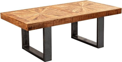 modern coffee table mango solid wood 105x40x55 cm table in industrial design | Coffee table with wood and metal | Rustic coffee table