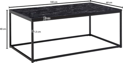 Koffietafel 100x60x40 cm met Marmer Look Zwart Rechthoekige Salontafel | Tafel Woonkamer Moderne | Lage Bijzettafel Woonkamertafel