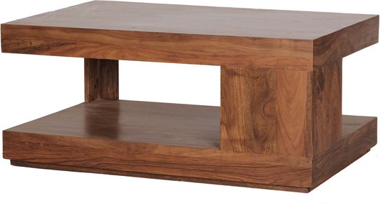 coffee table MUMBAI Sheesham solid wood 90 x 60 x 40 cm | Coffee table design dark brown | Country house style side table natural product | Living room furniture unique modern | Solid wood furniture, real wood, rectangular