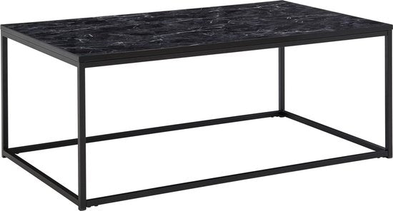 Koffietafel 100x60x40 cm met Marmer Look Zwart Rechthoekige Salontafel | Tafel Woonkamer Moderne | Lage Bijzettafel Woonkamertafel
