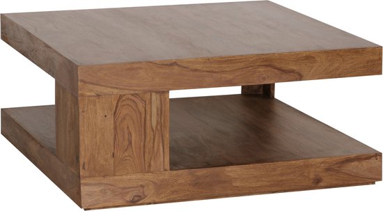 salontafel massief hout Sheesham 90cm Ontwerp salontafel donkerbruine landelijke stijl tafel