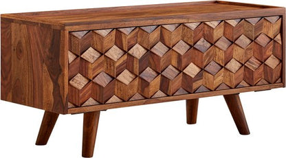 HiFi Lowboard Hangend Sheesham Massief Hout 108x25x34 cm TV-Dressoir | Design TV-Meubel Modern | TV-Tafel Wand | TV-Bord Woonkamer