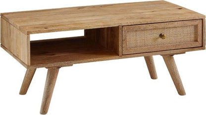 salontafel 90x40x45 cm Mango massief houten salontafel rechthoekig | Houten tafel met opbergruimte | Salontafel met lade | Tafel woonkamer solide