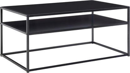 Coffee Table Metal 100x60x45 cm Rectangular Living Room Table Black with Storage | Industrial Living Room Table | Low Side Table Living Room Table