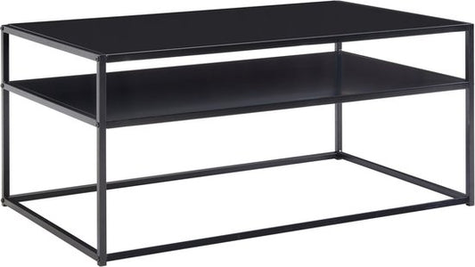 Koffietafel Metaal 100x60x45 cm Rechthoekige Salontafel Zwart met Opbergruimte | Tafel Woonkamer Industrieel | Lage Bijzettafel Woonkamertafel