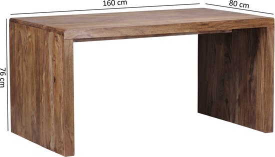bureau BOHA massief hout Sheesham computer tafel 160 cm breed echt hout ontwerp archief kantoor tafel landelijke stijl