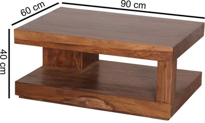 coffee table MUMBAI Sheesham solid wood 90 x 60 x 40 cm | Coffee table design dark brown | Country house style side table natural product | Living room furniture unique modern | Solid wood furniture, real wood, rectangular