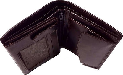 Heren Lederen Billfold Midi Portemonnee - Bruin - 10x13x3 cm