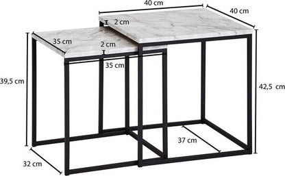 Sky Style Marmerlook Black Bijzettafel Set