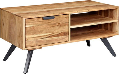 HiFi Lowboard Hangend Sheesham Massief Hout 108x25x34 cm TV-Dressoir