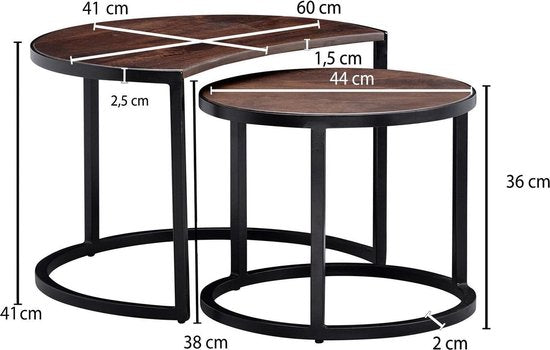 Sky Style Cakey Salontafel Set Donkerbruin