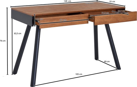 Luxa Luxueus bureau - ingebouwde speaker + bluetooth  - Werkplek -Make-up tafel - Zwart en hout