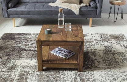 coffee table MUMBAI solid wood Sheesham 60 x 60 cm coffee table design dark brown country style side table