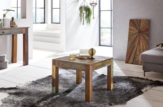 coffee table DELHI 60 x 60 cm recycled Vintage solid wood coffee table | Design side table Country House coffee table | Table for Living Room Shabby Chic in mango tree