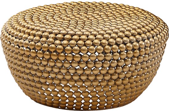 salontafel aluminium goud 60x60x30 cm salontafel metaal rond | Design salontafel aluminium oosters | Ronde salontafel klein