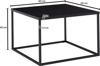 Coffee table Metal 60x60x40 cm Square Coffee Table Black | Living Room Table Industrial | Small Side Table Living Room Table