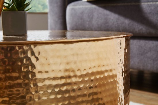 Side table RAHI 75x31x75 cm aluminium side table gold oriental round | Flat hammered coffee table metal Design Coffee Table Modern | Coffee Table Indian Stubentisch Small