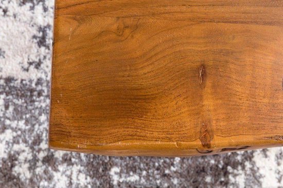 Design coffee table MAHILO solid wood table with Wane 56x38x51 cm | Sheesham wood table with metal legs | Living room table in a rustic, country style
