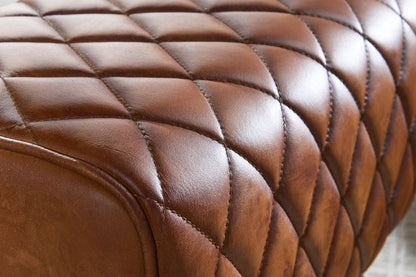 kruk echt leer / massief hout 40x48x27 cm Moderne voetenbank | Turnbock lederen kruk bruin | Kleine kruk Gestoffeerde houten kruk met lederen bekleding