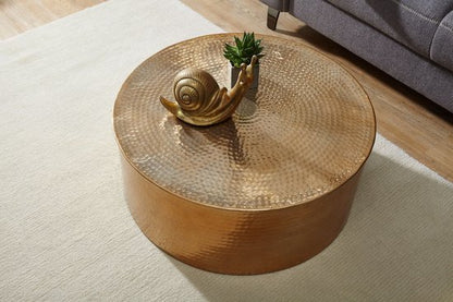 Side table RAHI 75x31x75 cm aluminium side table gold oriental round | Flat hammered coffee table metal Design Coffee Table Modern | Coffee Table Indian Stubentisch Small