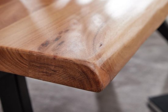 coffee table 115x37x64 cm solid acacia wood / metal tree edge | Designer square coffee table | Industrial brown living room table | Coffee table, wood, rectangular