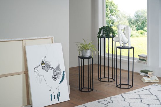 Sky Style - Mango massief houten bloementafel set van 3 nesttafel