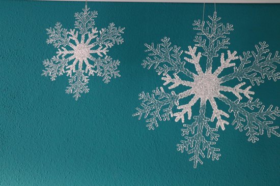 Kunststof sneeuwvlok + glitters- 21 CM- Kerstversiering - Kerstdecoratie- Kerstboom versiering