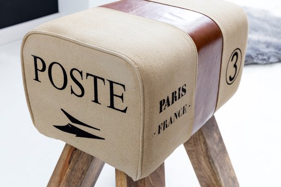 Ontwerp Turn Bock kruk CANVAS Brown 40 x 30 x 47 cm | Draai kruk kruk leer kruk | Extra kruk leren poef