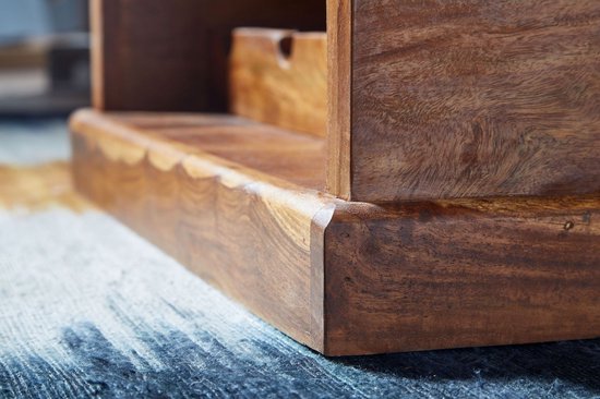 salontafel 100x60x40 cm massief sheeshamhouten kisttafel met wijnrek | Design salontafel met opbergruimte | Salontafel salontafel modern | houten tafel woonkamer