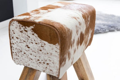 Turn Bock kruk geitenleer Brown / White 40 x 30 x 47 cm | Draai kruk kruk leer kruk | Extra kruk leren poef