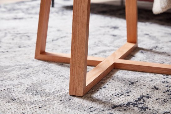 salontafel 58x58x47 cm massief eiken salontafel / rond glas | Design salontafel modern | Houten tafel, kleine kamertafel | Salontafel tafel woonkamer echt hout