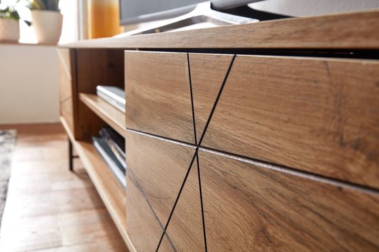 lowboard hout eiken decor 160x45x40 cm TV-dressoir met 2 deuren | Design TV meubel hoog | TV meubel TV meubel modern | TV dressoir woonkamer