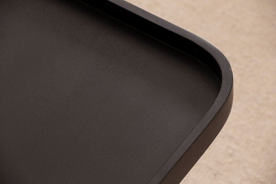 Salontafel 65x65x35 cm Mango Massief Hout / Metaal Zwart Sofa Tafel Vierkant | Design woonkamertafel met opstaande rand | IndustriÃ«le salontafel woonkamer met afgeronde hoeken