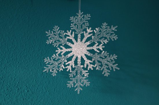 Kunststof sneeuwvlok + glitters- 31 CM- Kerstversiering - Kerstdecoratie- Kerstboom versiering