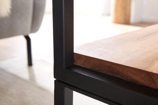 salontafel 100x60x45 cm massief houten metalen salontafel salontafel acacia | IndustriÃ«le kamertafel met opbergruimte | Houten tafel, salontafel, massief