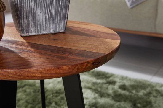 Bijzettafel Sheesham Hout Metalen Industriële bijzettafel