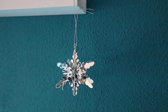 Kerstversiering- Metalen 3D sneeuwvlok -Kerstboom versiering- 91 mm