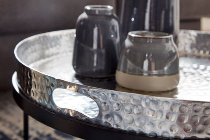 Sky Style- salontafel set van 2 metalen dienblad tafel zilveren salontafel rond